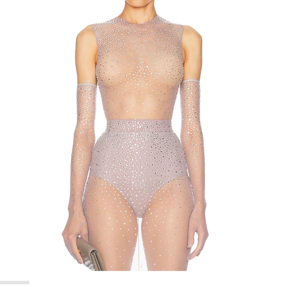 Alex Perry crystal mesh bodysuit (with gloves)